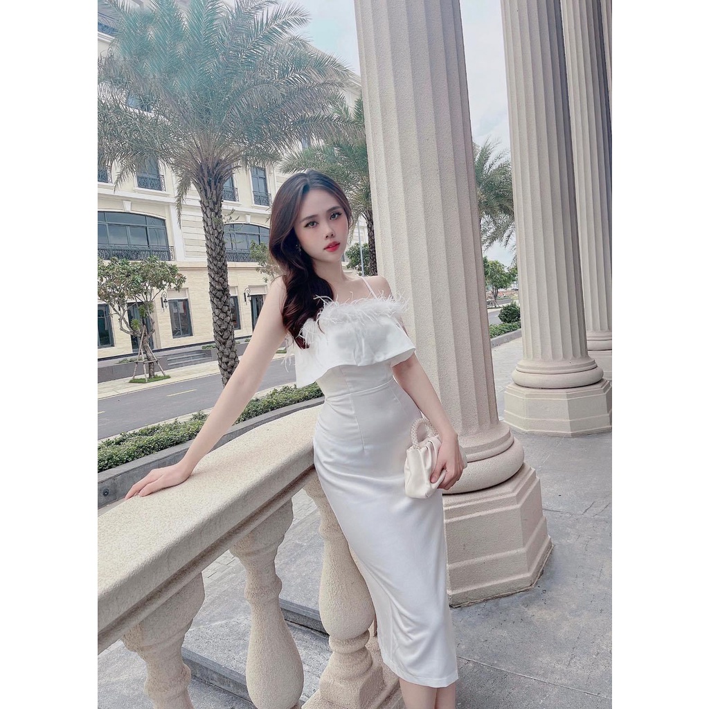 Đầm dài hai dây Lodithi LDT-79 ôm dáng màu trơn thích hợp đi dự tiệc