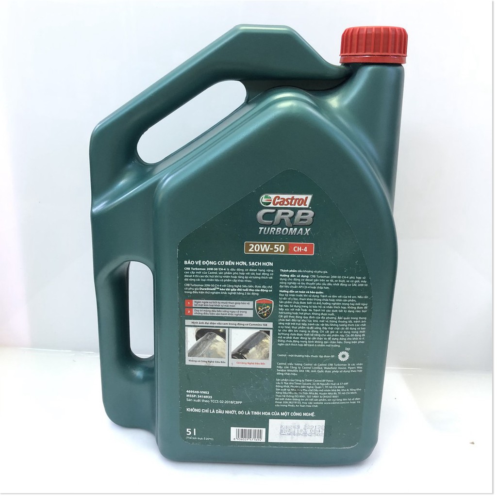 [ SỬA CHỮA LƯU ĐỘNG 24/7 HCM ] Nhớt Xe ô tô máy dầu Castrol CRB Turbo 20W-50, CH-4/SF (5L) GARA NGUYỄN LỢI