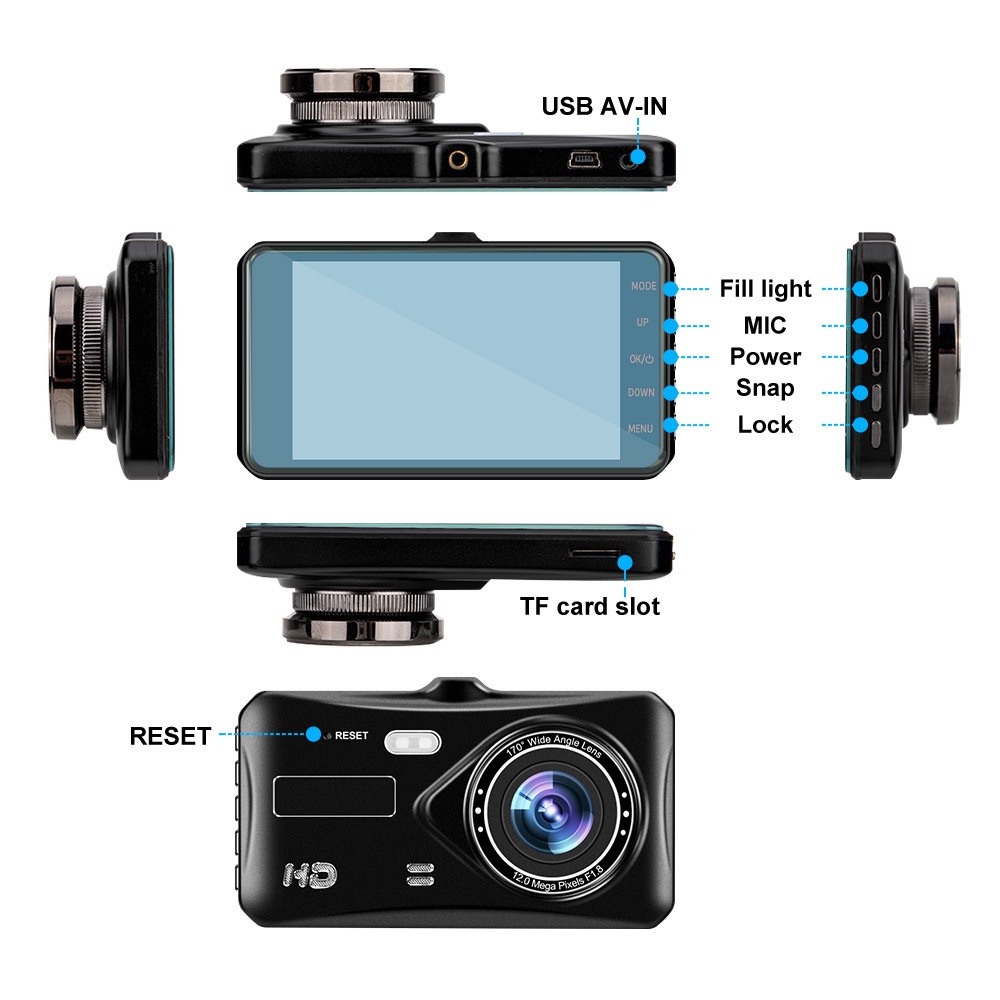 Camera Hành Trình YUECAI Màn Hình Cảm Ứng 4 Inch HD Ống Kính Kép 1080p Hàng Nội Địa Đạt Chuẩn Châu Âu8
