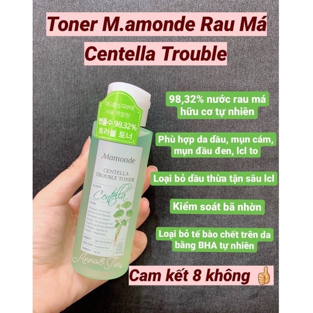 Nước Hoa Hồng Mamonde Rau Má Centella Trouble Toner