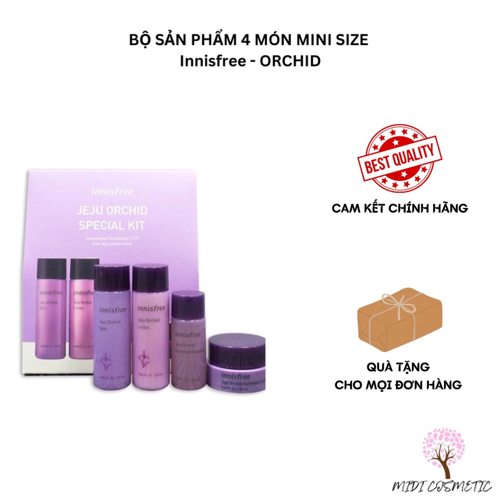 Bộ 4 Sản Phẩm Dùng Thử Skin & Lotion & Essence & Cream Dưỡng Ẩm Chuyên Sâu Innisfree Orchid Special Kit