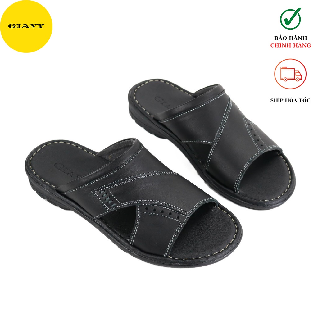 Dép nam quai da, dép nam trung niên, đế dúc DU0183 - GIÀY GIAVY