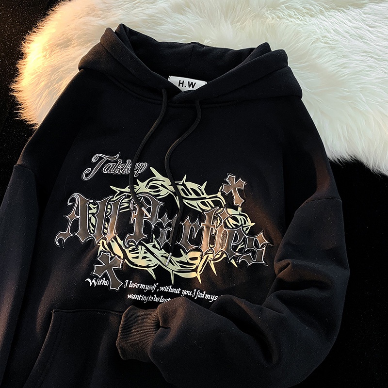 Áo Hoodie Tay Dài In Chữ Phong Cách Retro Thời Trang Cho Nữ