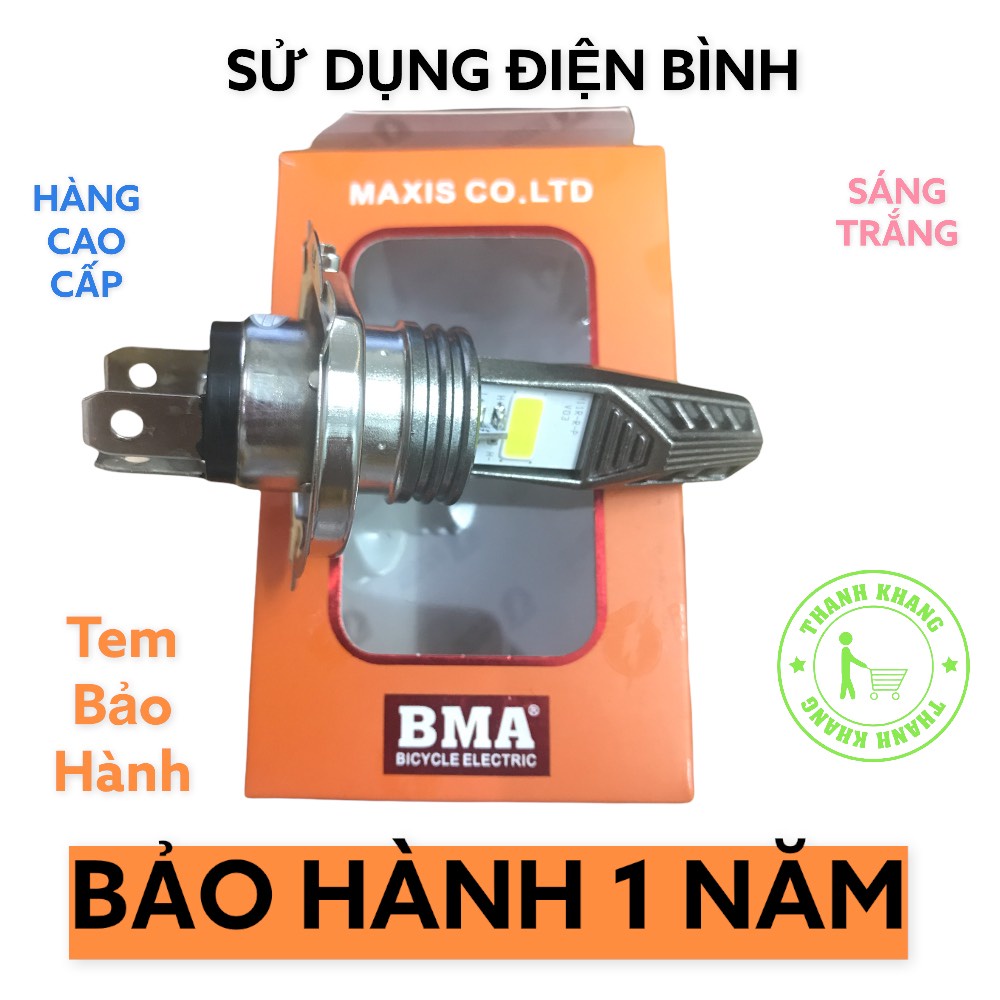 Đèn pha led 2 tim BMA-H4C-M11RB chính hãng siêu sáng bảo hành 1 năm gắn pha xe máy Thanh Khang