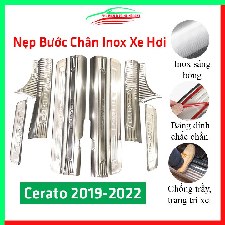 Bộ nẹp bước chân inox ô tô Kia Cerato 2019 chống trầy làm đẹp ô tô