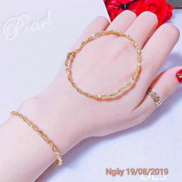 Kiềng tay bạc ý xi vàng