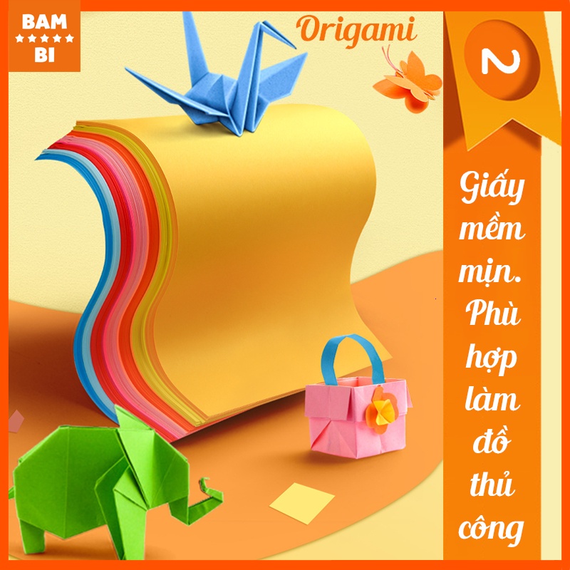 Giấy màu, giấy gấp thủ công, 100 tờ 20 màu