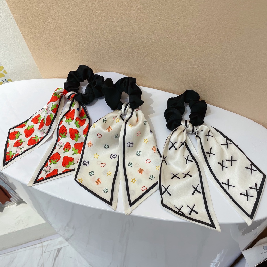 Dây buộc tóc vải satin họa tiết in nhiều kiểu độc đáo sành điệu