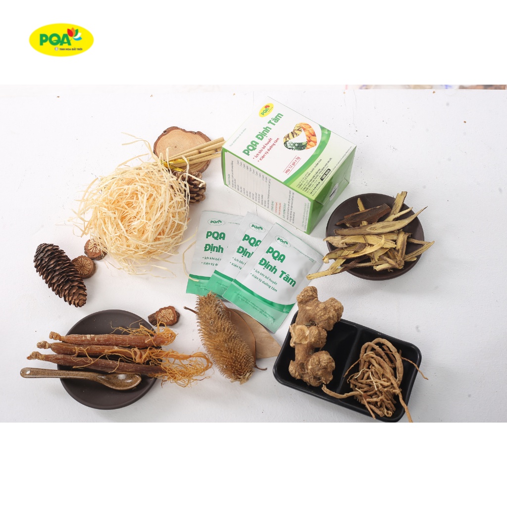Định Tâm PQA Giúp Bổ Huyết, Dưỡng Tâm, An Thần Dùng Cho Người Hồi Hộp, Tim Đập Nhanh Hộp 12 Gói