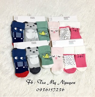 Set 3 đôi tất cao cổ hoạ tiết HM auth