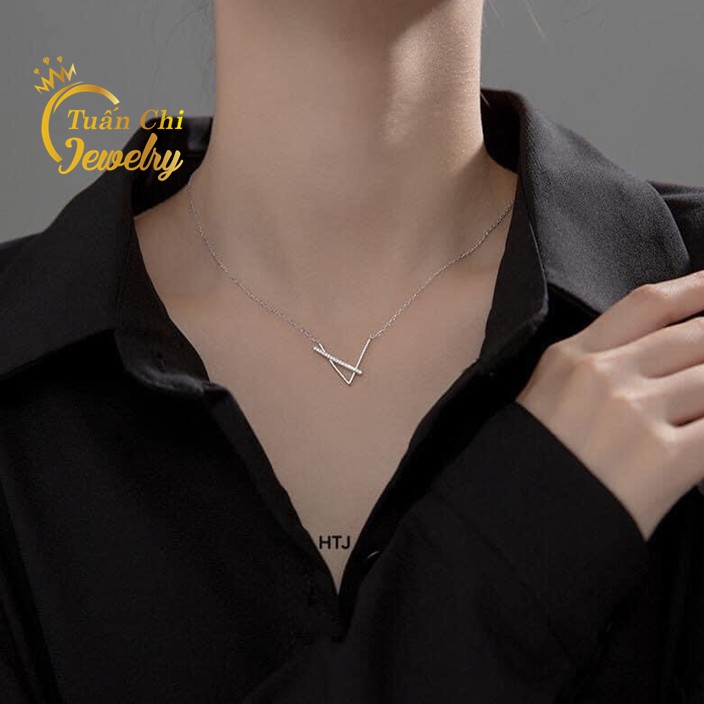 Dây Chuyền Bạc ⚡SALE SỐC⚡ Vòng Cổ Bạc Nữ Kiểu Dây Liền Mặt Cách Điệu Dáng Hàn Quốc