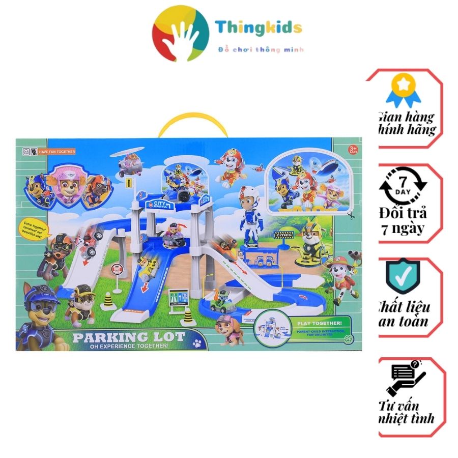Đồ chơi mô hình biệt đội 4 chú chó cứu hộ bãi đậu xe parking lot - Thingkids