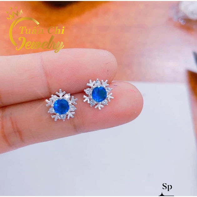 SẴN GIAO NGAY Bông Tai Nữ- Khuyên Tai Bạc Hình Bông Tuyết Đính Đá Xinh