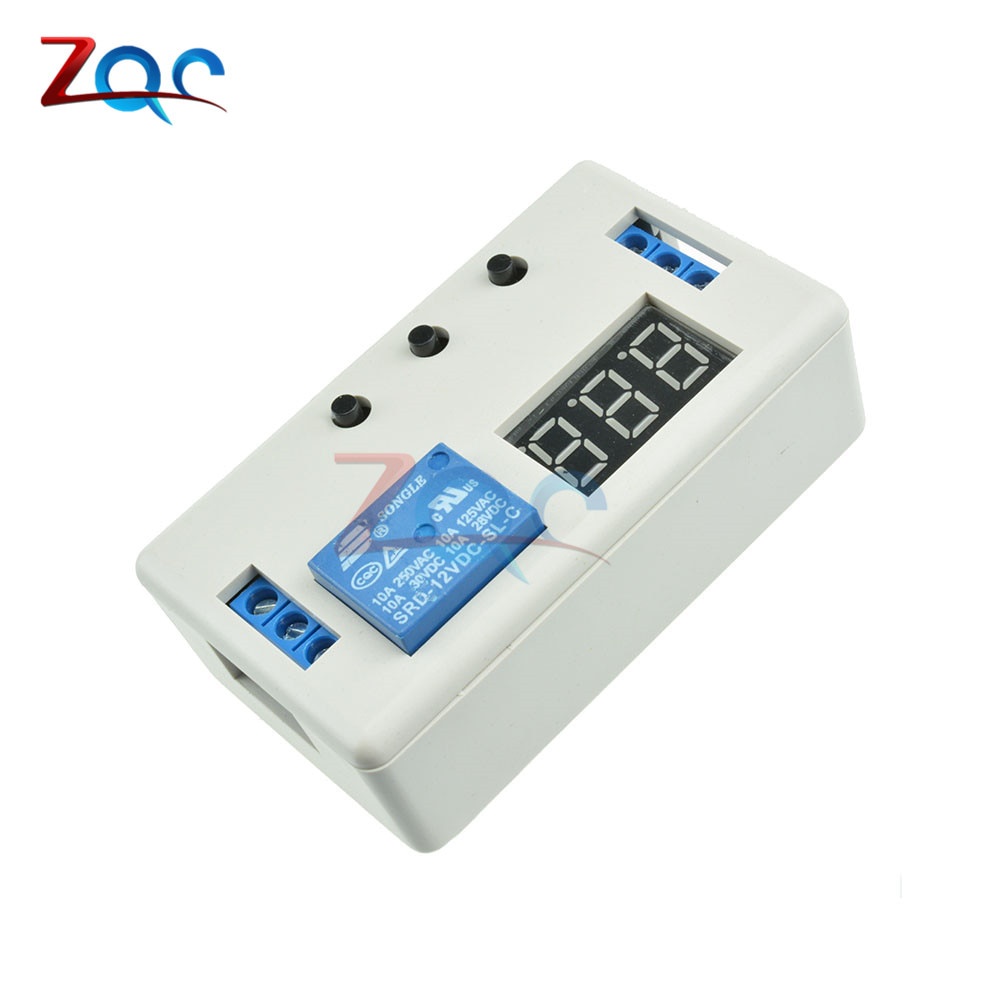 LED Digital Display Time Delay Relay Module DC 12V / 24V Timing Control Programmable Timer Switch Trigger Cycle Module with Case