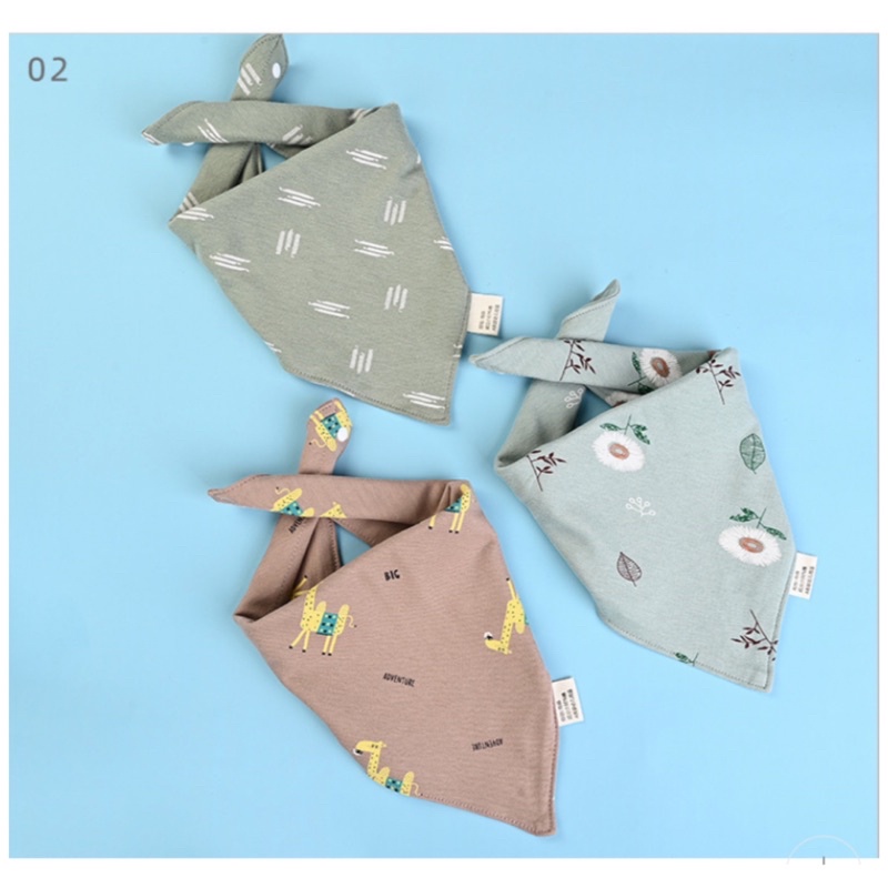 SET 5 Khăn yếm tam giác cotton hai lớp cao cấp có cúc bấm. HÀNG SẴN CAO CẤP