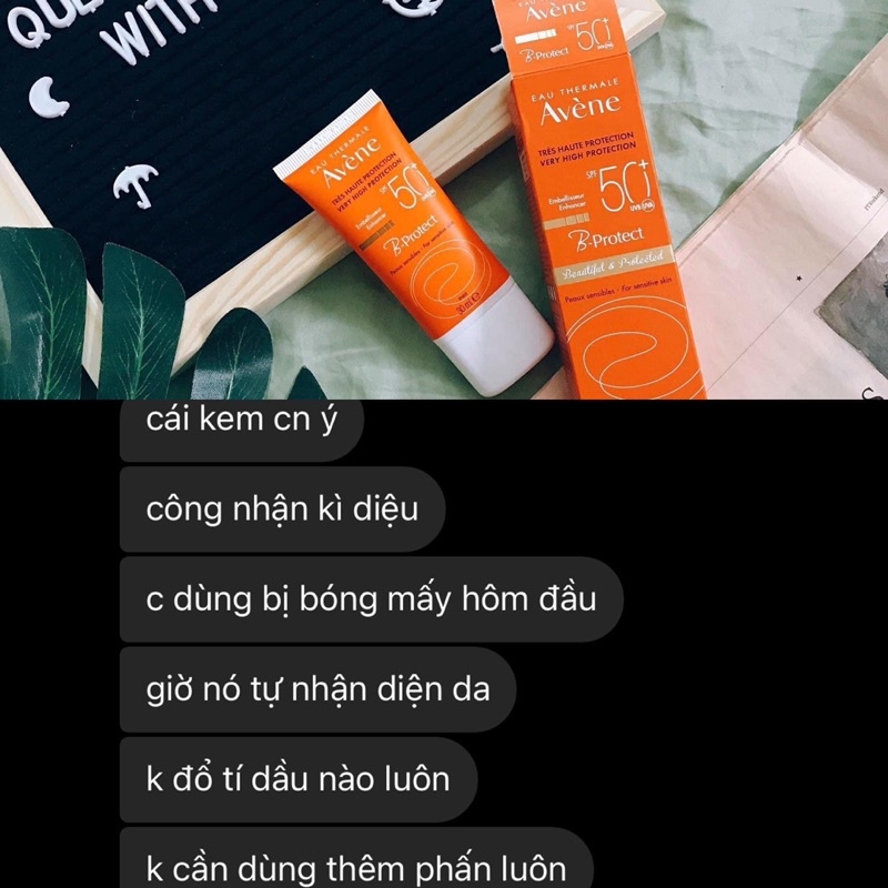 Kem chống nắng Avene Bprotect nâng tông da nhẹ nhàng