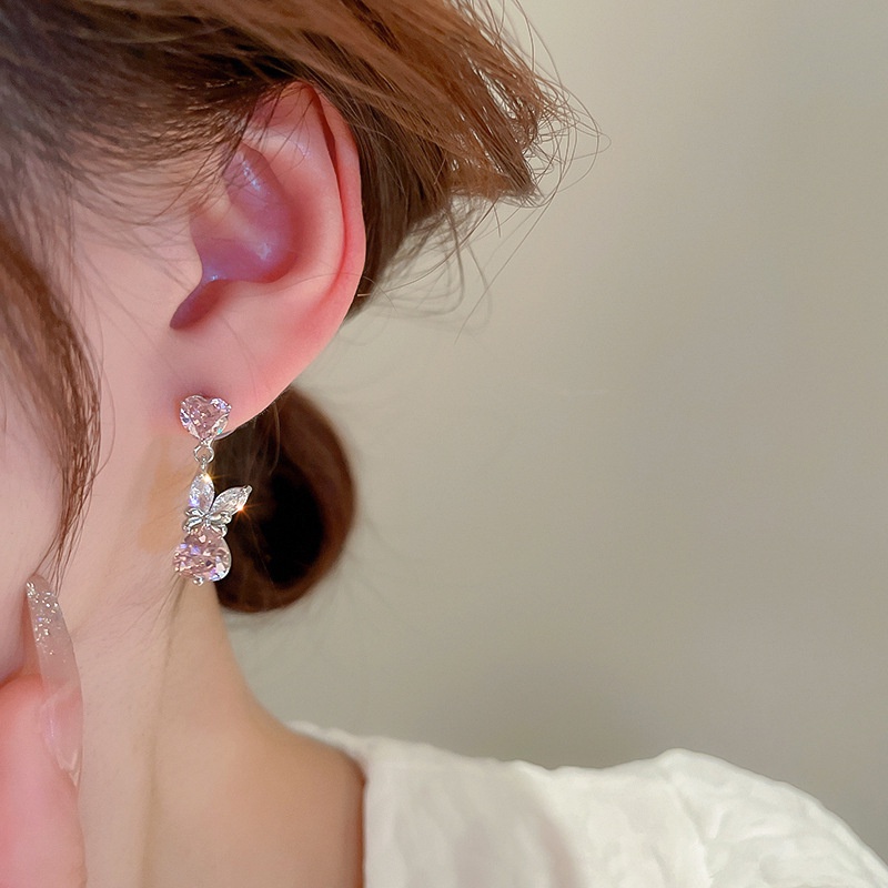 Đôi Khuyên Tai Đính Đá Zircon Hình Thỏ Thời Trang Cho Nữ