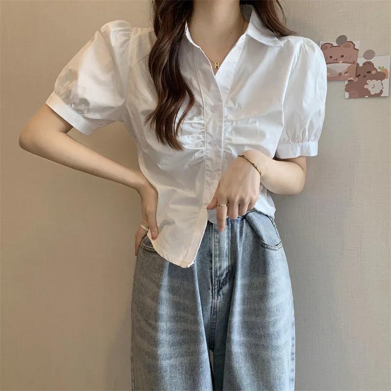 COZOK Áo Sơ Mi Tay Ngắn Màu Trơn Cổ Bẻ Hợp Thời Trang