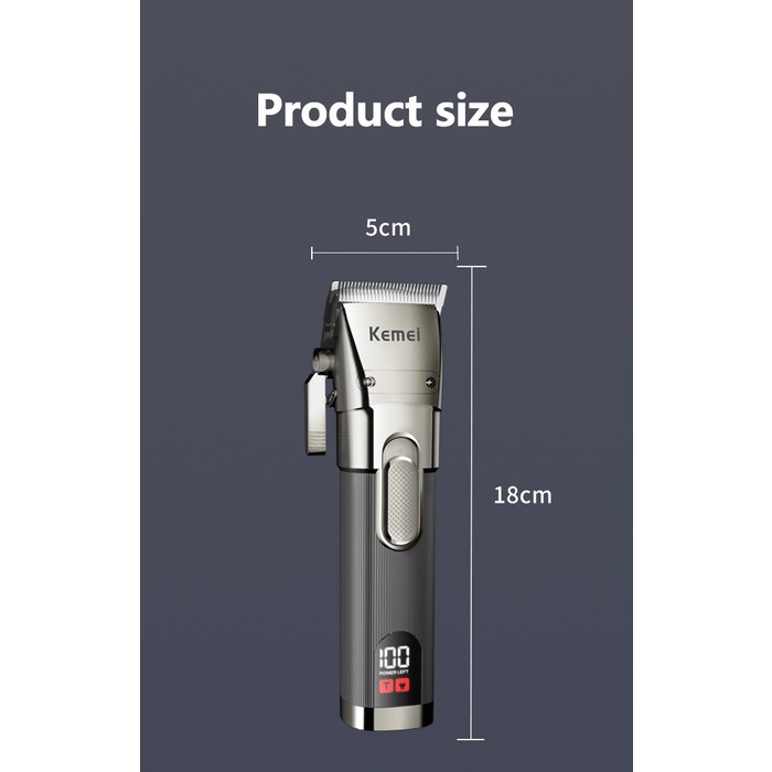 Tông Đơ Cắt Tóc Chuyên Nghiệp Kemei KM-1896 Không Lõi Có Màn Hình LED Sạc Lại Được Cho Nam