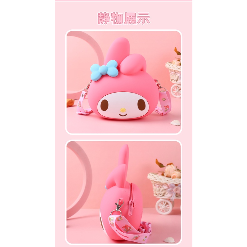 SANRIO Túi Đeo Chéo Bằng Silicon Cỡ Lớn Họa Tiết Hoạt Hình Cinnamoroll Đáng Yêu Cho Trẻ Em