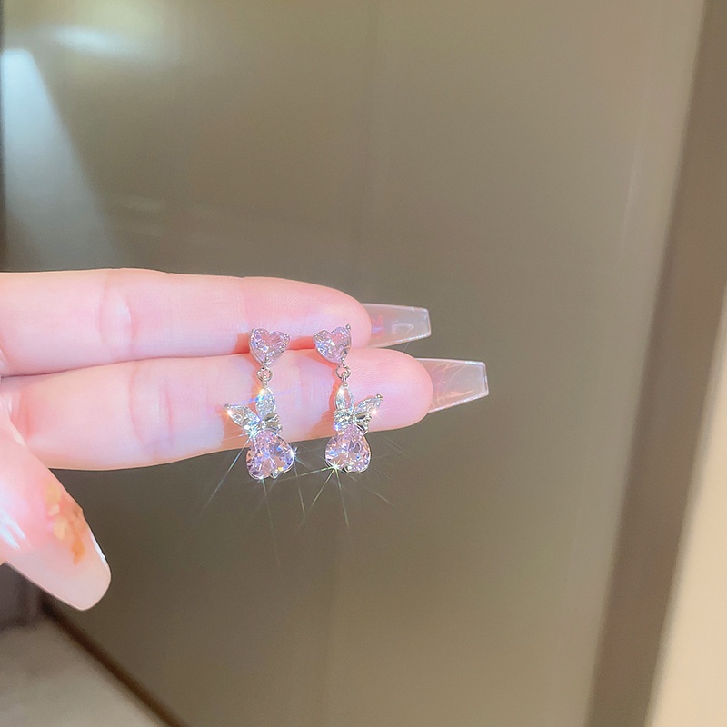 Đôi Khuyên Tai Đính Đá Zircon Hình Thỏ Thời Trang Cho Nữ