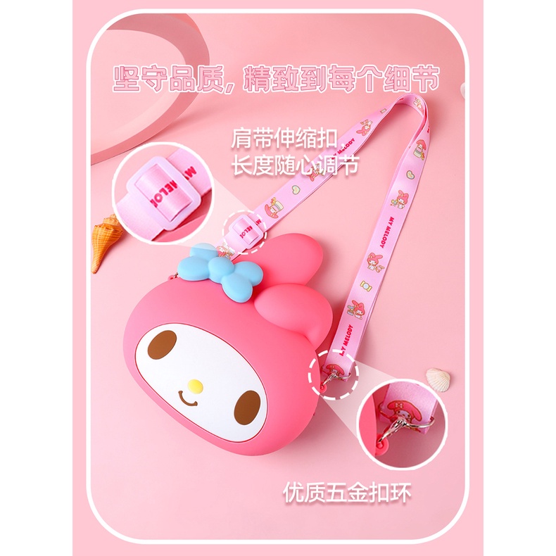 SANRIO Túi Đeo Chéo Bằng Silicon Cỡ Lớn Họa Tiết Hoạt Hình Cinnamoroll Đáng Yêu Cho Trẻ Em