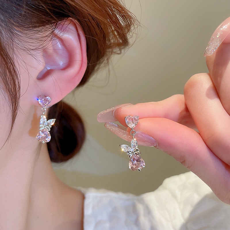 Đôi Khuyên Tai Đính Đá Zircon Hình Thỏ Thời Trang Cho Nữ