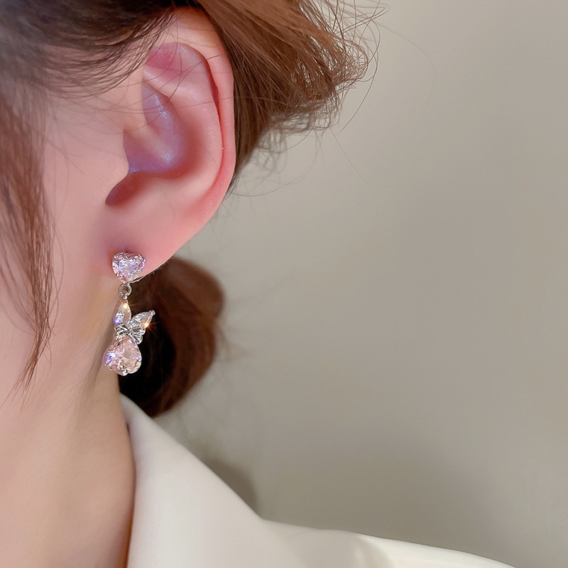 Đôi Khuyên Tai Đính Đá Zircon Hình Thỏ Thời Trang Cho Nữ