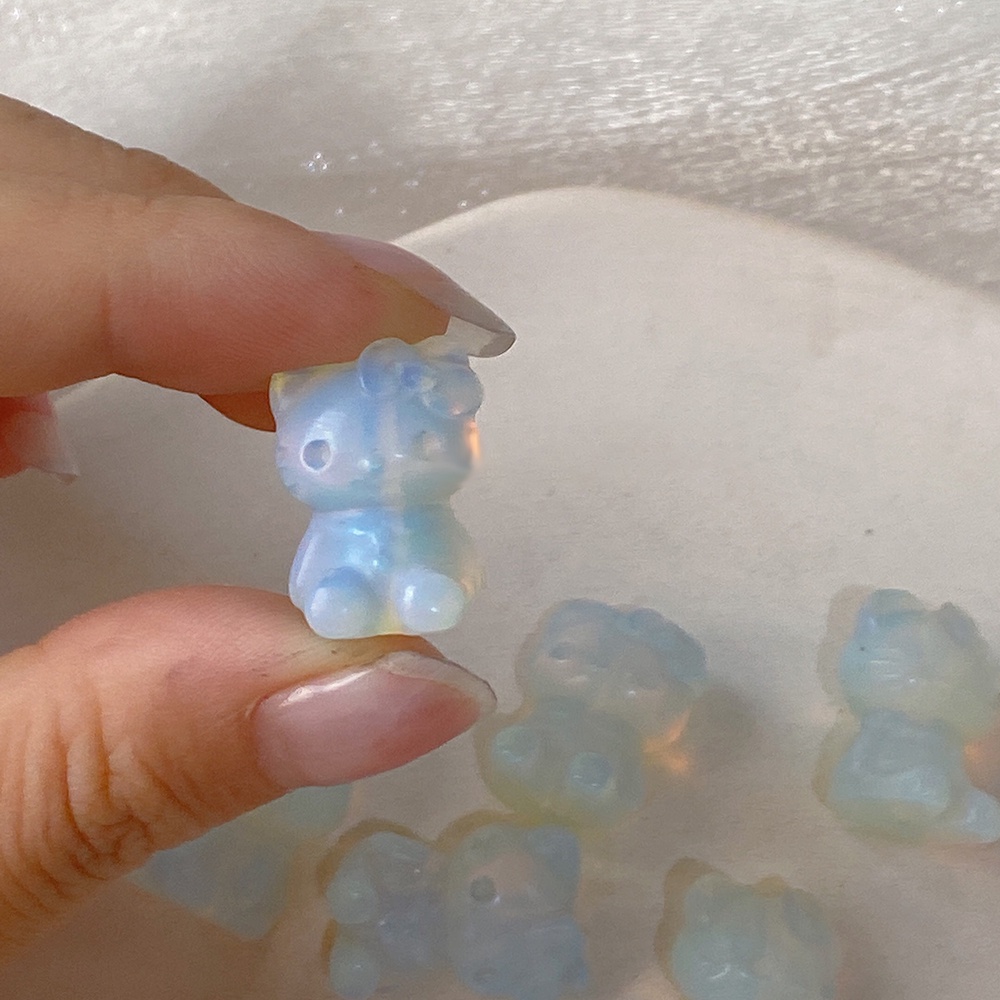Phụ Kiện Vòng cổ / Vòng Tay Khắc Hình Mèo Kitty Đính Đá Opal Nhiều Màu Xinh Xắn DIY