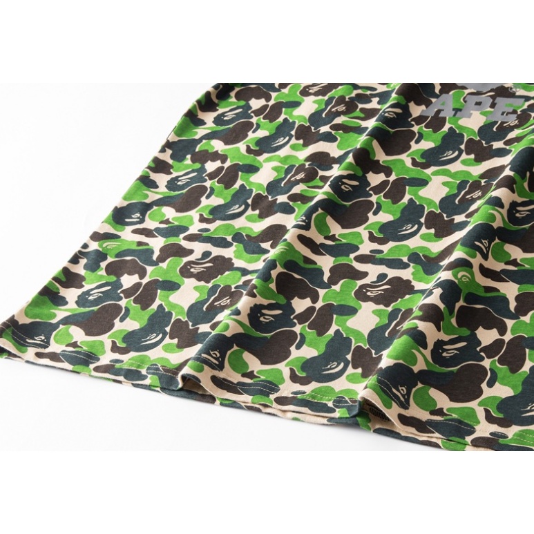 BAPE Mới Áo Thun Ngắn Tay Cổ Tròn Họa Tiết Rằn Ri Cho Nam Và Nữ