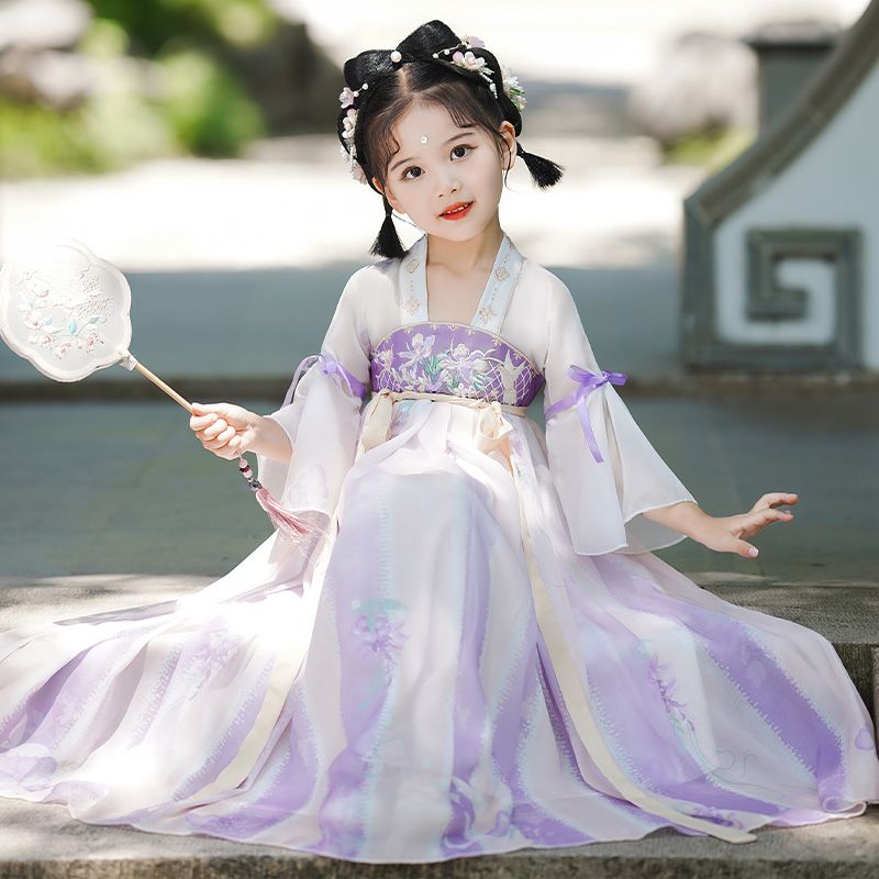 Đầm Hán Phục Mỏng Phong Cách Trung Hoa Cổ Điển Mẫu Mới 2023 Thời Trang Mùa Hè Cho Bé Gái