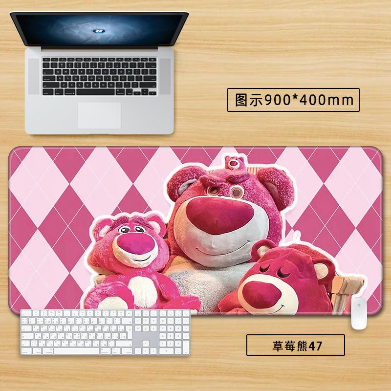 Tấm Lót Chuột Và Bàn Phím Máy Tính Cỡ Lớn In Hoạt Hình Gấu Dâu Tây Dễ Thương Cho Nữ