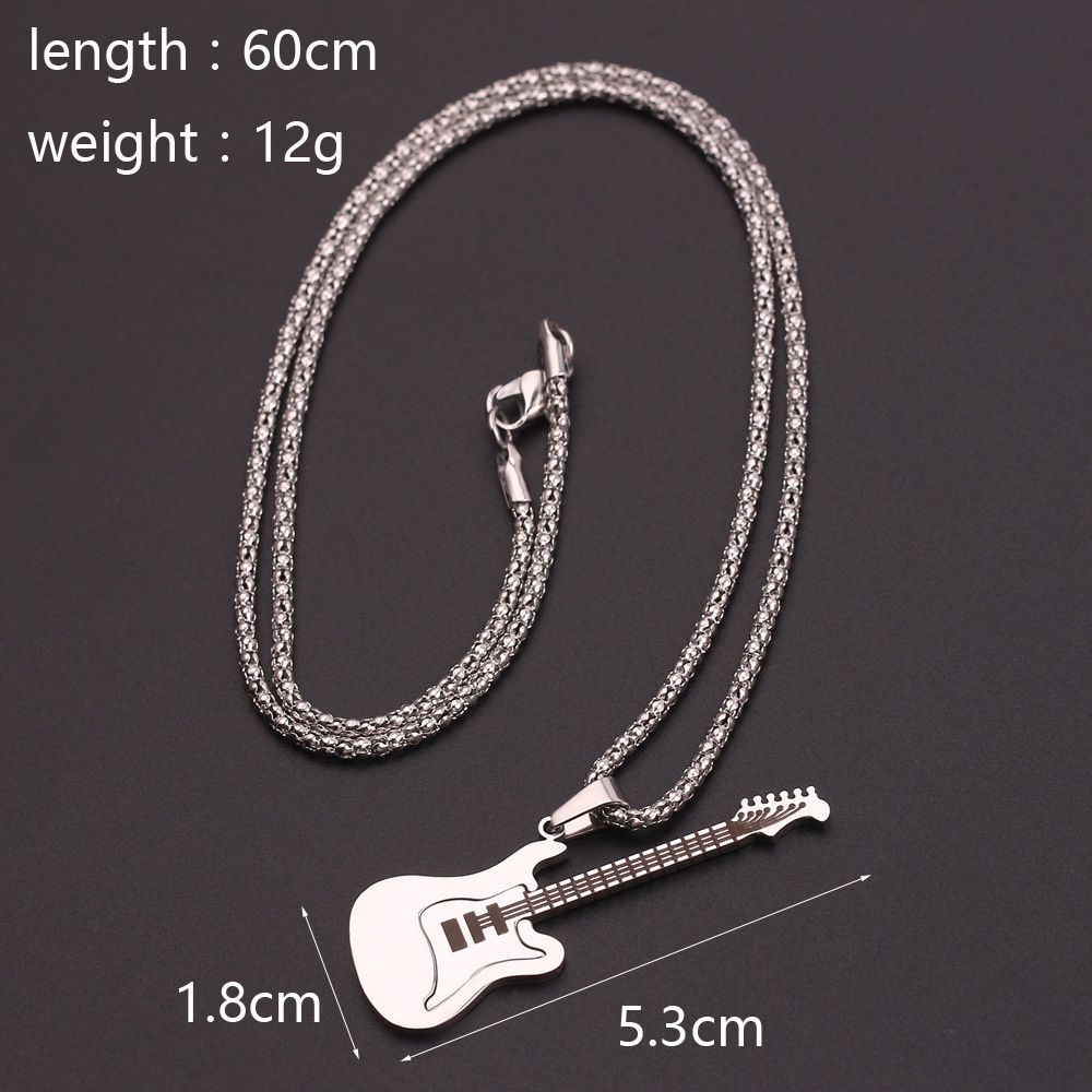 Vòng cổ Inox Mặt Đàn Guitar Điện Sáng Tạo Unisex