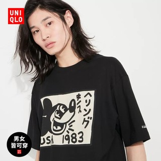 Áo Thun Uniqlo Ngắn Tay In Hình Chuột Mickey Thời Trang Unisex Cá Tính