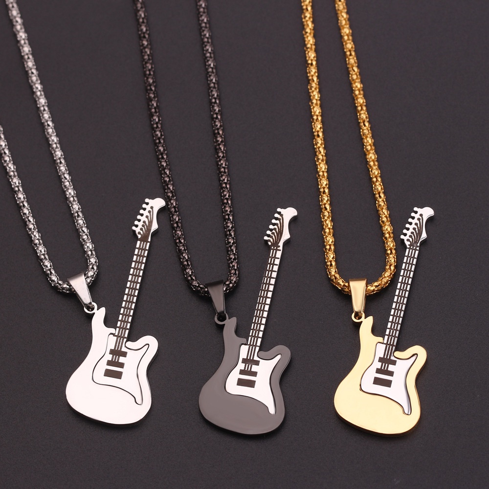 Vòng cổ Inox Mặt Đàn Guitar Điện Sáng Tạo Unisex