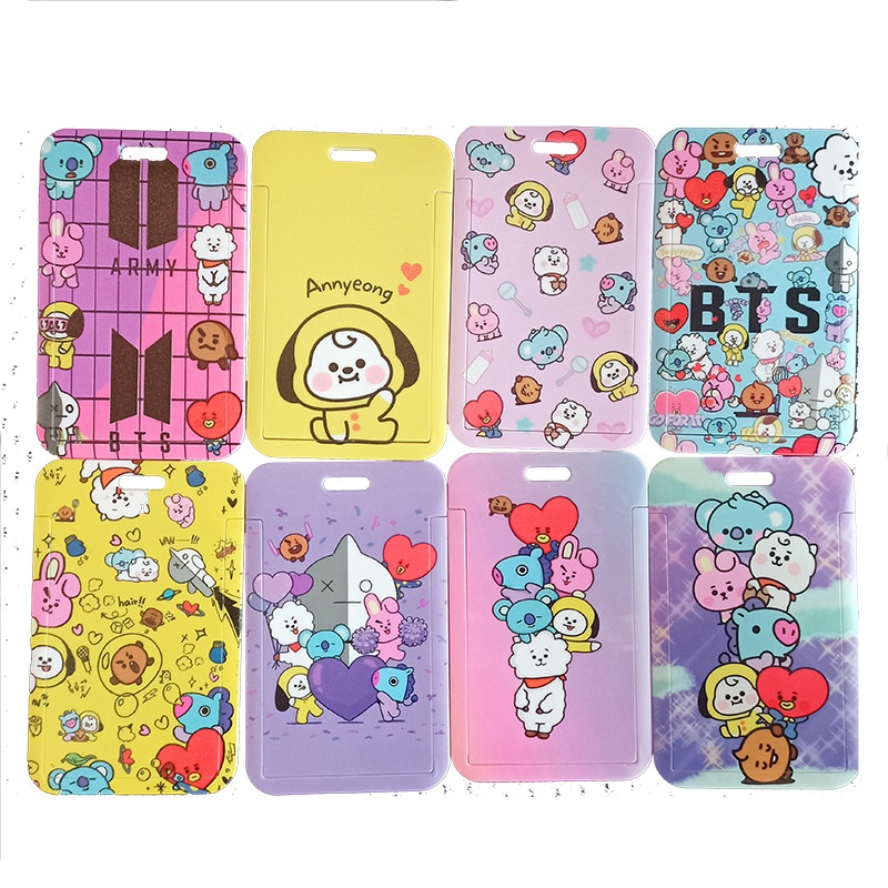 Dây Đeo Thẻ ID Họa Tiết Hoạt Hình BTS Dễ Thương Giá Đỡ