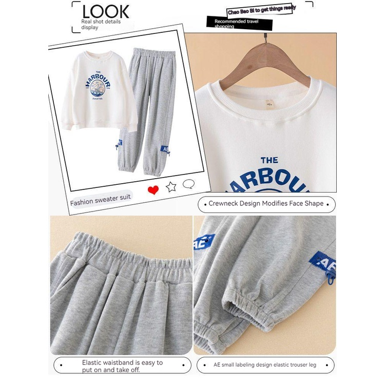 Set Đồ Thể Thao Hai Mảnh Áo Tay Dài + Quần Dài Phong Cách Phương Tây Thời Trang Xuân Thu Mới Cho Bé Gái 3-5 - 8-10 - 12-13 Tuổi