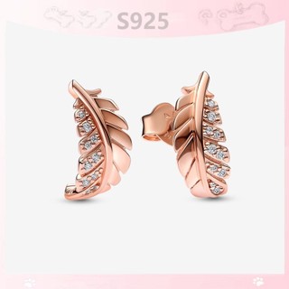 Bông tai hình lông vũ nổi thời trang s925