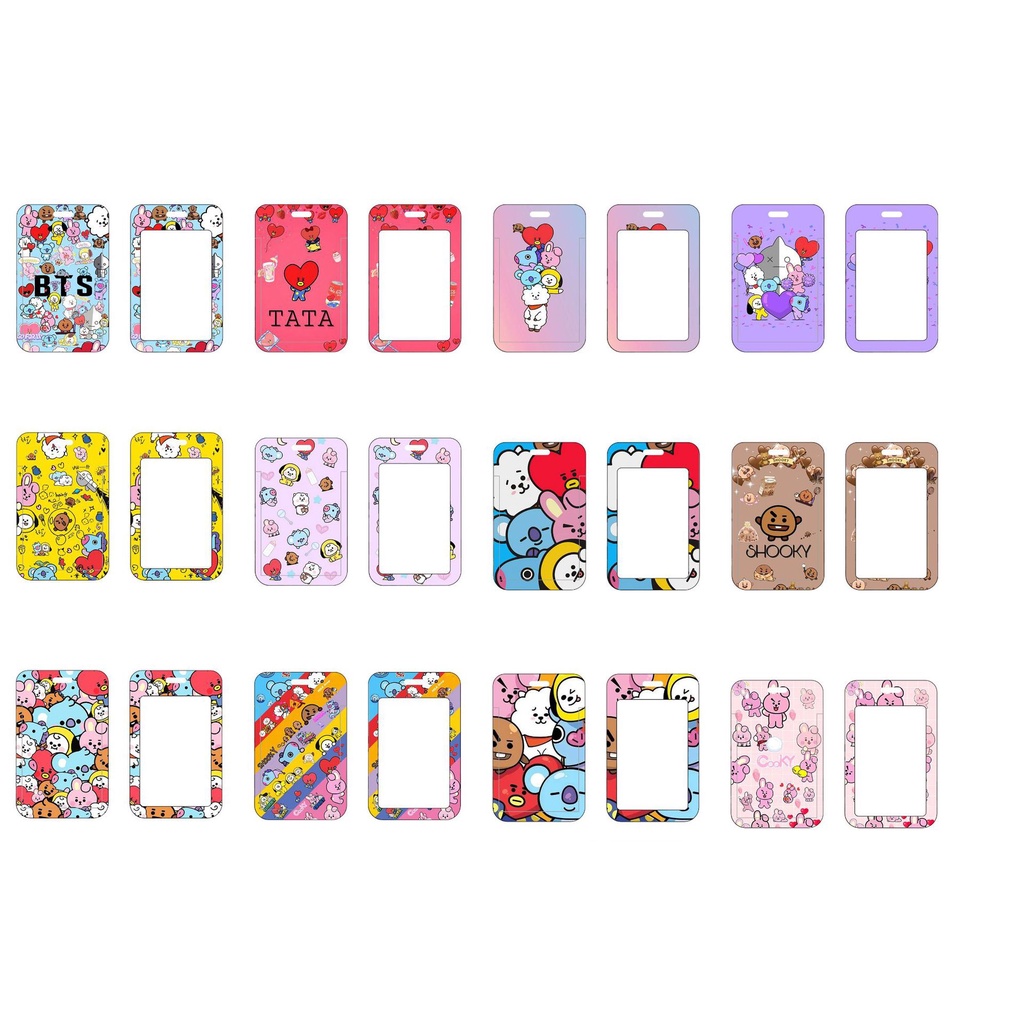 Dây Đeo Thẻ ID Họa Tiết Hoạt Hình BTS Dễ Thương Giá Đỡ