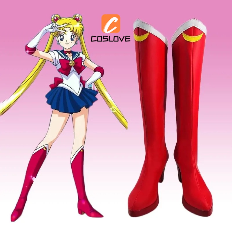 Sailor Moon Giày Bốt Cao Gót Hóa Trang Thủy Thủ Mặt Trăng Tsukino / Princess Serena Cho halloween