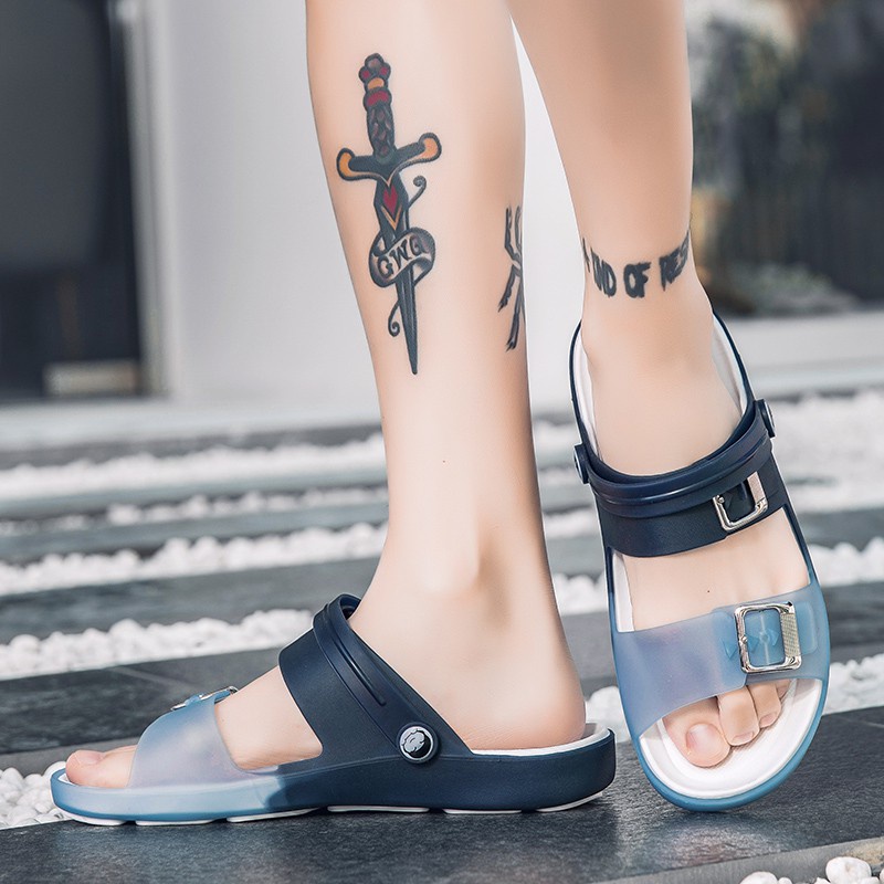 Wzz Giày Sandal Nhựa Nhẹ Thoáng Khí Thời Trang Mùa Hè Retro Murah Chống Thấm Nước Trượt Trên Bãi Biển Cho Nam Kasut Sukan Lelaki Có Sẵn Plus Size