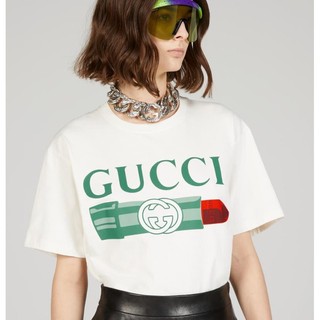 Áo thun cotton nguyên chất tay ngắn in hình thỏi son ah ah g 's phong cách retro mới unisex