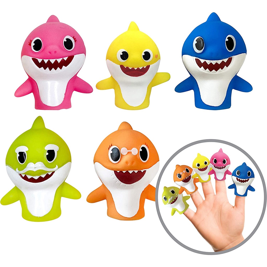 Set 5 Con Rối Ngón Tay Hình Cá Mập Mềm Mại Dành Cho Bé Chơi Khi Tắm