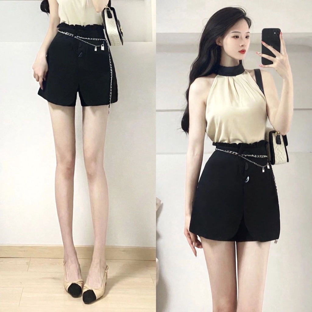 [Hàng Có Sẵn Giao Hàng Nhanh] Set Áo Cổ Yếm + Chân Váy Lưng Cao Phong Cách Mới 2023