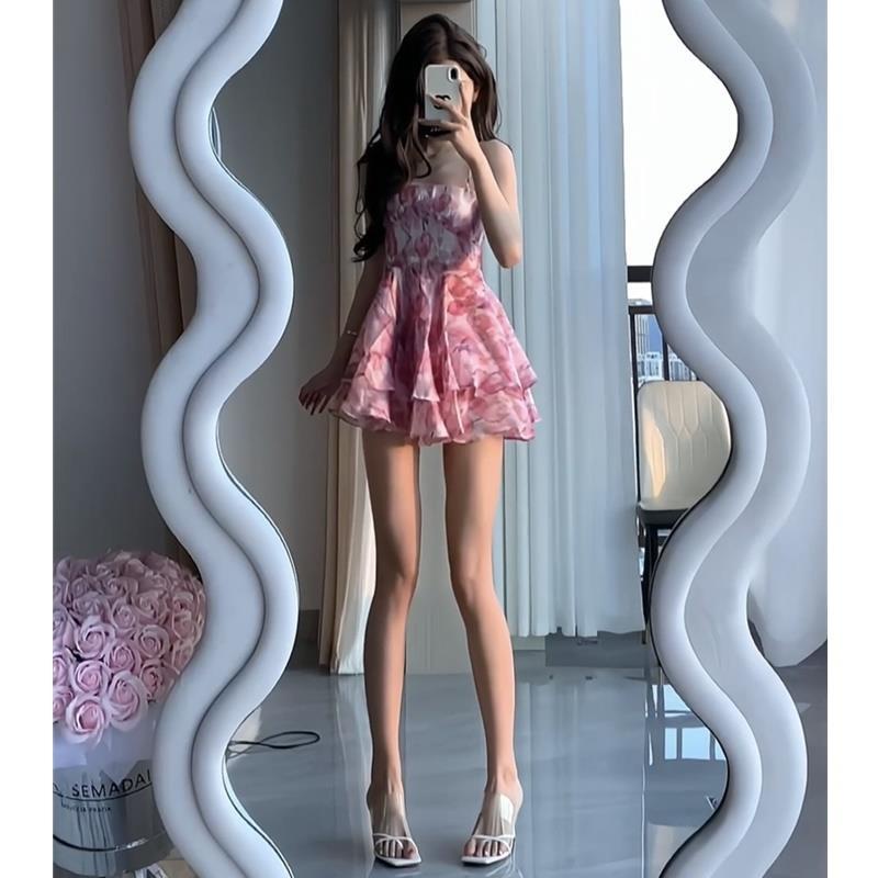 [Hàng Có Sẵn Giao Hàng Nhanh] Váy Hai Dây Eo Cao Ôm Dáng Họa Tiết Hoa Mùa Hè 2023