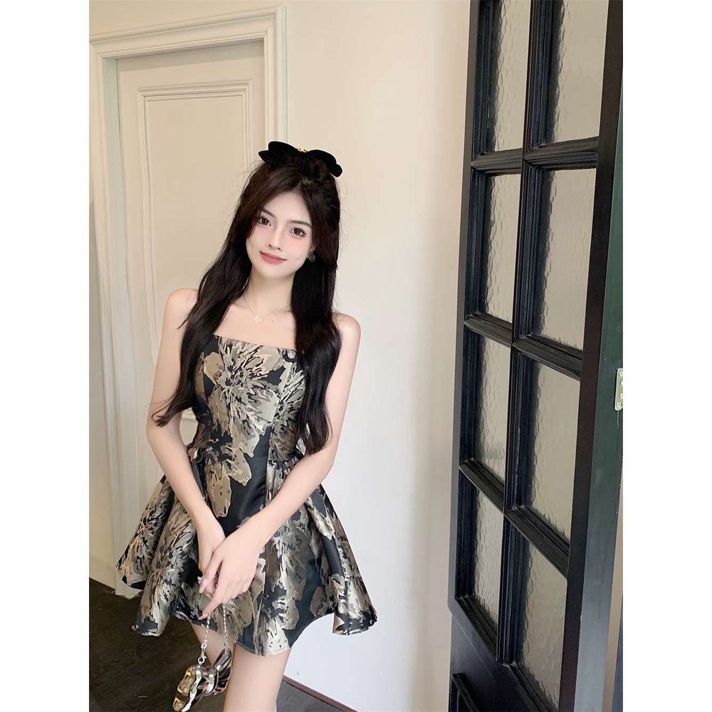 [Hàng Có Sẵn Giao Hàng Nhanh] Váy Ngắn Hai Dây Dáng Chữ a Cao Cấp Thêu Họa Tiết Phong Cách Pháp Cổ Điển Ngọt Ngào Mùa Hè Cho Nữ