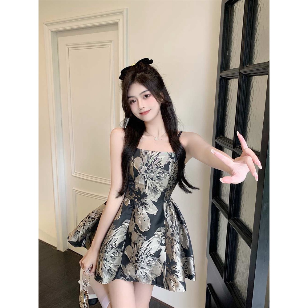 [Hàng Có Sẵn Giao Hàng Nhanh] Váy Ngắn Hai Dây Dáng Chữ a Cao Cấp Thêu Họa Tiết Phong Cách Pháp Cổ Điển Ngọt Ngào Mùa Hè Cho Nữ