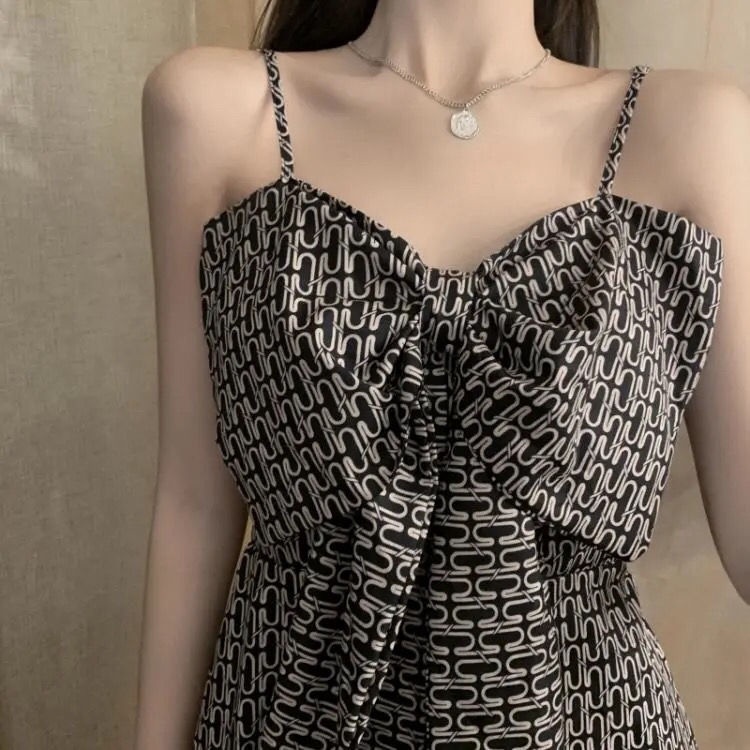 [Hàng Có Sẵn Giao Hàng Nhanh] Đầm Hai Dây Dáng Ôm Phong Cách Pháp Thời Trang Mùa Hè 2023