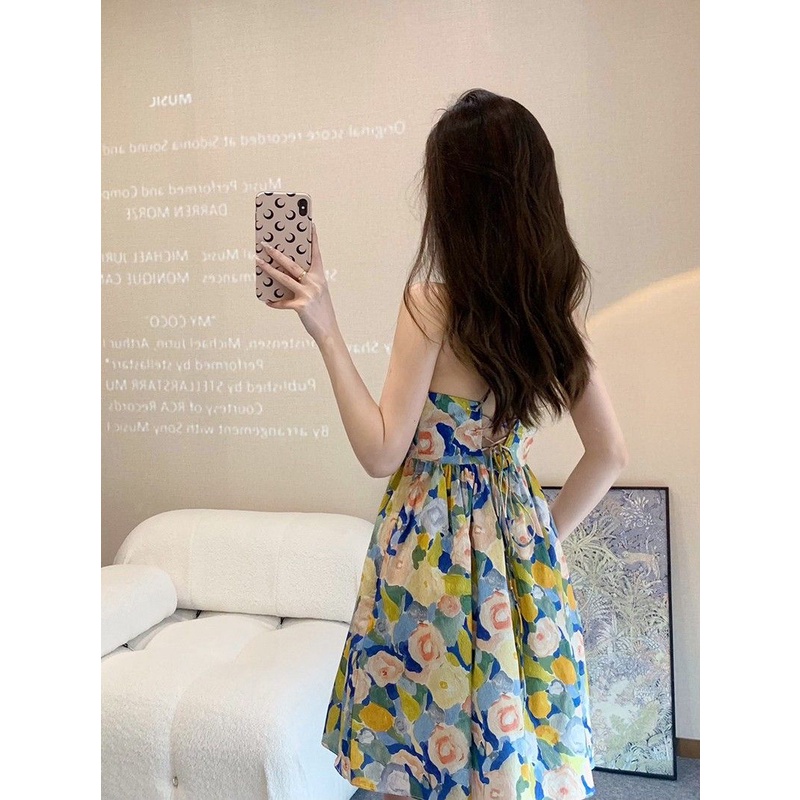 [Hàng Có Sẵn Giao Hàng Nhanh] Đầm Hoa Không Dây Dáng Rộng Cao Cấp Phong Cách Tanabata