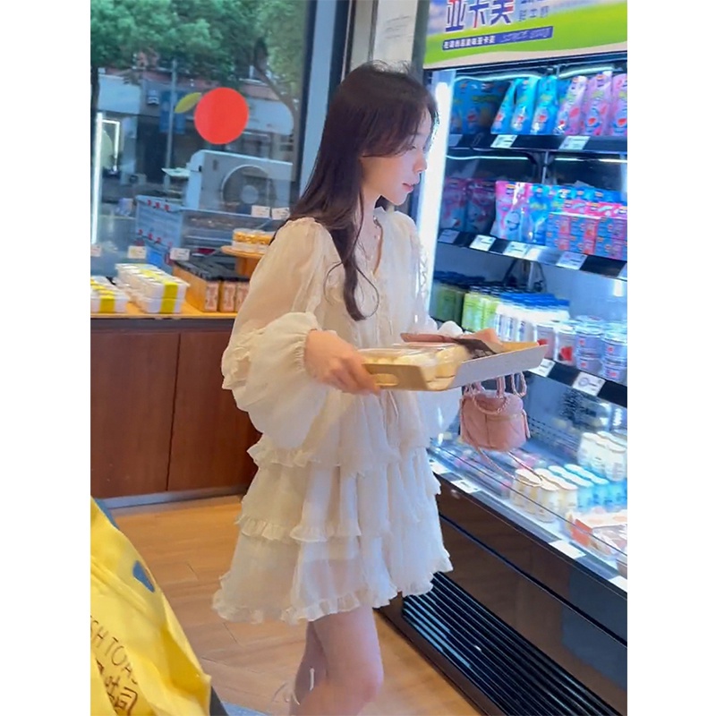 [Hàng Có Sẵn Giao Hàng Nhanh] Đầm Phối Bèo Phong Cách Pháp 2023 Thiết Kế Sang Trọng Cao Cấp Cho Nữ